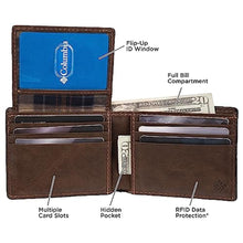 Load image into Gallery viewer, Columbia mens RFID Slim Bifold Wallet With ID Window Dark Tan, DarkTan_8092
