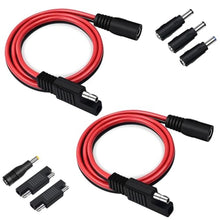 Load image into Gallery viewer, COMeap (2 Pack) SAE to DC Adapter for Jackery Solar Panel, to DC5521 Connector with Polarity Adapter DC8/5.5/4.0/3.5mm for Explorer Series 14AWG 2FT, Black_1
