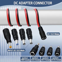 Load image into Gallery viewer, COMeap (2 Pack) SAE to DC Adapter for Jackery Solar Panel, to DC5521 Connector with Polarity Adapter DC8/5.5/4.0/3.5mm for Explorer Series 14AWG 2FT, Black_4966
