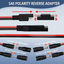 Load image into Gallery viewer, COMeap (2 Pack) SAE to DC Adapter for Jackery Solar Panel, to DC5521 Connector with Polarity Adapter DC8/5.5/4.0/3.5mm for Explorer Series 14AWG 2FT, Black_4967
