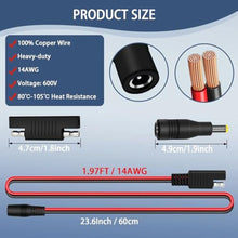 Load image into Gallery viewer, COMeap (2 Pack) SAE to DC Adapter for Jackery Solar Panel, to DC5521 Connector with Polarity Adapter DC8/5.5/4.0/3.5mm for Explorer Series 14AWG 2FT, Black_4968
