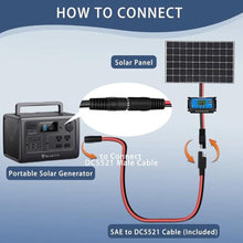 Load image into Gallery viewer, COMeap (2 Pack) SAE to DC Adapter for Jackery Solar Panel, to DC5521 Connector with Polarity Adapter DC8/5.5/4.0/3.5mm for Explorer Series 14AWG 2FT, Black_4969

