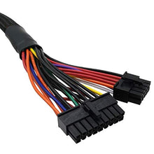 Load image into Gallery viewer, COMeap 24 Pin ATX Cable for Corsair SFX RMX RMi SF HX Series PSUs, 18 Pin + 10 Pin to 24 Pin ATX PSU Power Adapter Sleeved 24.8-inch(63cm), Black_4641
