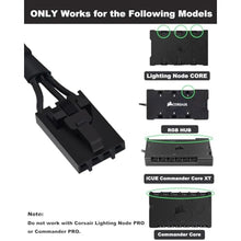 Load image into Gallery viewer, COMeap 4 Pin RGB Adapter for Corsair RGB Hub, Commander CORE, Commander Core XT and Lighting Node Pro, 4pin RGB Splitter Sleeved Cable, Connect to 5V 3-Pin ARGB Devices 7-in (Pack of 2_4700
