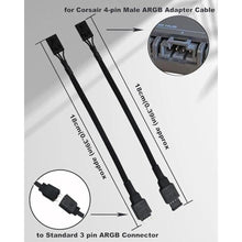 Load image into Gallery viewer, COMeap 4 Pin RGB Adapter for Corsair RGB Hub, Commander CORE, Commander Core XT and Lighting Node Pro, 4pin RGB Splitter Sleeved Cable, Connect to 5V 3-Pin ARGB Devices 7-in (Pack of 2_4701
