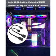 Load image into Gallery viewer, COMeap 4 Pin RGB Adapter for Corsair RGB Hub, Commander CORE, Commander Core XT and Lighting Node Pro, 4pin RGB Splitter Sleeved Cable, Connect to 5V 3-Pin ARGB Devices 7-in (Pack of 2_4702
