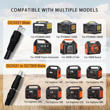 Load image into Gallery viewer, COMeap 5FT 1.5M Solar Panel Adapter for Jackery, to DC 5.5x2.1mm Extension Power Cable with DC 3.5x1.35, 5.5x2.5 and 8mm Connector Compatible with Solar Panel Charger and Portable Solar Generator, Black_4661
