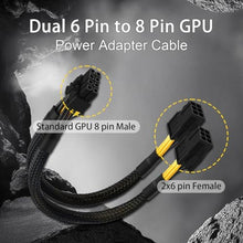 Load image into Gallery viewer, COMeap 6 Pin to 8 Pin GPU Adapter, Dual 6 Pin Female to 8 Pin Male GPU Power Sleeved Cable 9.5-inch(24cm), Black_4670
