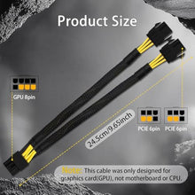Load image into Gallery viewer, COMeap 6 Pin to 8 Pin GPU Adapter, Dual 6 Pin Female to 8 Pin Male GPU Power Sleeved Cable 9.5-inch(24cm), Black_4673
