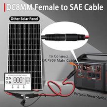 Load image into Gallery viewer, COMeap 6FT 1.8M SAE to DC8mm Female Adapter for Jackery Solar Panel, with Polarity Reverse Adapter DC7909 to DC8020 Converter for Explorer Series/GZ Portable Power Station Solar Generator 14AWG, black_4648

