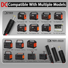 Load image into Gallery viewer, COMeap 6FT 1.8M SAE to DC8mm Male Adapter for Jackery Solar Panel, with Polarity Reverse Adapter DC7909 to DC5525/DC8020 Converter for Explorer/GZ Portable Power Station Solar Generator 14AWG, Black_4798
