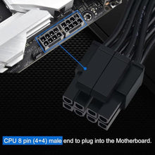 Load image into Gallery viewer, COMeap CPU Cable for Corsair PSUs, CPU 8 Pin Male to CPU 8 Pin (4+4 Detachable) Male EPS-12V Motherboard Power Adapter for Thermaltake ARESGAME Power Supply 25-inch(63cm), Black_4852

