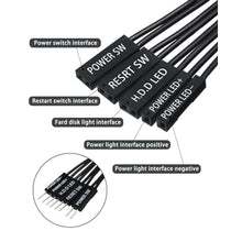 Load image into Gallery viewer, COMeap Front Panel Connector for Motherboard Am4 Am5 AMD X670e Z790, Motherboard Extension Cable with Front Panel Plug POWE LED+/-, HDD LED, Power SW, Reset SW,HD Audio, Front USB Extension (21in), Black_4978
