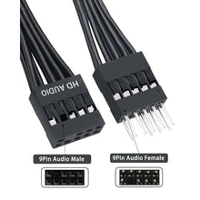 Load image into Gallery viewer, COMeap Front Panel Connector for Motherboard Am4 Am5 AMD X670e Z790, Motherboard Extension Cable with Front Panel Plug POWE LED+/-, HDD LED, Power SW, Reset SW,HD Audio, Front USB Extension (21in), Black_4980
