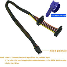Load image into Gallery viewer, COMeap SATA Power Cable for Dell Inspiron 3653 3650 Series, Right-Angle SATA 15 Pin x2 to Mini 6 Pin ATX Adapter Compatible Part No. GP2JM 14.5-inch(37cm), Black_4861
