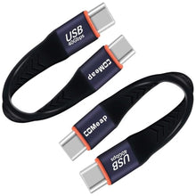 Load image into Gallery viewer, COMeap Short USB C Cable, 40Gbps USB4 4 Inch Support 100W PD Fast Charging, 8K Display, Thunderbolt 4/3 Interface, Flat USB C to USB C for Steam Deck, ROG Ally, Laptop, Tablet, Phone (2-Pack, BlackPurple_1
