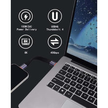 Load image into Gallery viewer, COMeap Short USB C Cable, 40Gbps USB4 4 Inch Support 100W PD Fast Charging, 8K Display, Thunderbolt 4/3 Interface, Flat USB C to USB C for Steam Deck, ROG Ally, Laptop, Tablet, Phone (2-Pack, BlackPurple_4664
