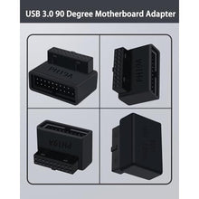 Load image into Gallery viewer, COMeap USB 3.0 90 Degree Motherboard Adapter, 19Pin Male to Female L Turn Right Angle Extension Power Adapter for Desktop Motherboard Internal Header Up AngledPack of 2, UPAngledwithCase_4972
