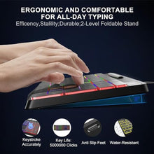 Load image into Gallery viewer, Computer Keyboard Wired,7-Color Rainbow LED Backlit, Quiet Light Up Keyboard with Multimedia Keys,Low Profile Chiclet Keys,Large Number Pad,Spill-Resistant, Anti-Wear Letters for Windows Mac PC Laptop, Black_6718
