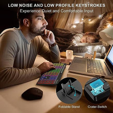 Load image into Gallery viewer, Computer Keyboard Wired,7-Color Rainbow LED Backlit, Quiet Light Up Keyboard with Multimedia Keys,Low Profile Chiclet Keys,Large Number Pad,Spill-Resistant, Anti-Wear Letters for Windows Mac PC Laptop, Black_6720
