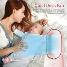 Load image into Gallery viewer, CONBOLA Small Tower Fan, 11.8 Inch Personal Portable Fan Rechargeable, USB Quiet Bladeless Desk Fan with 3 Speeds, Battery Operated Fan with Decorative LED for Office Bedroom Outdoor Table Home(Pink)_331
