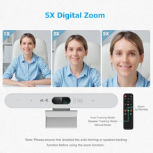 Load image into Gallery viewer, Conference Room Camera, All-in-One 4K Webcam with Microphone and Speaker, AI Tracking and Auto Framing, Wide Angle of View, Plug and Play USB Webcam for PC, Mac, Meetings, Teams, Zoom &amp; Webex (White)_1800
