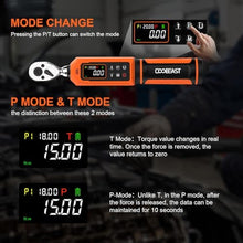 Load image into Gallery viewer, coobeast Digital Torque Wrench 1/4 Drive, 0.33-22.1 Ft.lbs./0.45-30Nm Range, Electronic Torque Screwdriver with Dual Direction Ratchet, Buzzer and LED Alert for Bicycle, Bike, DIY and Home Repair, Orange_5480
