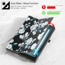Load image into Gallery viewer, COOWPS Case for New Amazon Fire HD 8 &amp; HD 8 Plus Tablet (12th/10th Generation, 2024/2022/2020 Release) - Slim Folding Stand Cover with Auto Wake/Sleep and Hand Strap, White Rose, WhiteRose_2894
