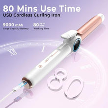 Load image into Gallery viewer, Cordless Curling Iron Rechargeable,USB Rechargeable 9000 mAh Cordless Hair Curler,4 Temp Setting Travel Battery Powered Curling Iron,2 in 1 Portable Hair Straightener and Curler, RoseGold_222
