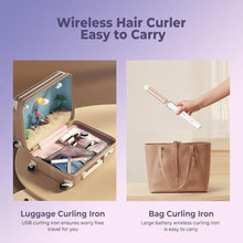 Load image into Gallery viewer, Cordless Curling Iron Rechargeable,USB Rechargeable 9000 mAh Cordless Hair Curler,4 Temp Setting Travel Battery Powered Curling Iron,2 in 1 Portable Hair Straightener and Curler, RoseGold_223

