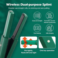 Load image into Gallery viewer, Cordless Hair Straightener, 2 in 1 Portable Mini Ceramic Flat Iron and Curler, USB-C Rechargeable Travel Straightener, Lock in Moisture &amp; Shine, 3 Levels Adjustable (Green)_1737
