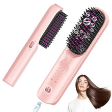 Load image into Gallery viewer, Cordless Hair Straightener Brush, PowderPink_1
