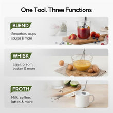 Load image into Gallery viewer, Cordless Hand Blender, 12V Rechargeable Immersion Blender with Brushless Motor, 60+ Bowls per Charge, 2-Blade, Auto Lock, Whisk &amp; Frother for Soup, Smoothies, Baby Food, Red_636
