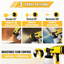 Load image into Gallery viewer, Cordless Paint Sprayer, Upgraded HVLP Brushless Spray Gun Compatible with Dewalt 20V Max Battery (Tool Only), Easy to Clean, 3 Copper Nozzles, 3 Spray Patterns for Home Interior &amp; Exterior, Yellow_419
