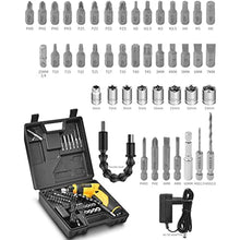 Load image into Gallery viewer, Cordless Screwdriver, VIGRUE Electric Screwdriver, Rechargeable 4V MAX 2000mAh Li-ion, with 45 Free Accessories, Battery Indicator, Adjustable 2 Position Handle with LED Light, Flexible Shaft, Yellow_2586
