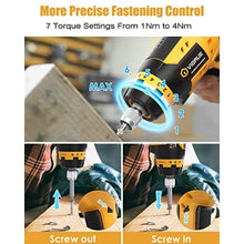 Load image into Gallery viewer, Cordless Screwdriver, VIGRUE Electric Screwdriver, Rechargeable 4V MAX 2000mAh Li-ion, with 45 Free Accessories, Battery Indicator, Adjustable 2 Position Handle with LED Light, Flexible Shaft_1540
