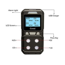 Load image into Gallery viewer, Coreel 4 Gas Monitor, Portable CO, H2S, O2,EX Gas Detector Meter - Ready to Use (Black)_1509
