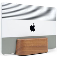 Load image into Gallery viewer, COREMINDED Adjustable Vertical Laptop Stand for Desk, Wooden Laptop Holder, MacBook Pro Stand, Wood Mac Air Dock (Solid Walnut), SolidWalnut_1
