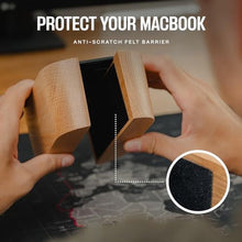 Load image into Gallery viewer, COREMINDED Adjustable Vertical Laptop Stand for Desk, Wooden Laptop Holder, MacBook Pro Stand, Wood Mac Air Dock (Solid Walnut), SolidWalnut_4681
