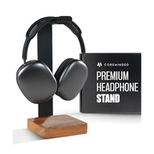 Load image into Gallery viewer, COREMINDED Universal Headphone Stand for Desk, Walnut Wood Headset Holder_1
