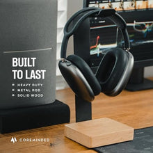 Load image into Gallery viewer, COREMINDED Universal Headphone Stand for Desk, Walnut Wood Headset Holder_5041
