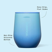 Load image into Gallery viewer, Corkcicle Classic Stemless Wine Tumbler - Keeps Drinks Cold for 6 Hours - Triple-Insulated Stainless Steel - Non-Slip Bottom - Summer Drinkware Gift - Keeps Drinks Ice Cold - 12 oz - Boom Box Blue, BoomBoxBlue_5918
