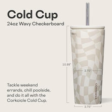 Load image into Gallery viewer, Corkcicle Cold Cup - Triple Insulated Tumbler with Straw - 12 Hours Cold - Leak-Resistant Lid - Easy Grip - Non-Slip Bottom - Summer Drinkware Gift - Keeps Drinks Ice Cold - 24 oz - Wavy Checkerboard, WavyCheckerboard_5933
