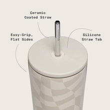 Load image into Gallery viewer, Corkcicle Cold Cup - Triple Insulated Tumbler with Straw - 12 Hours Cold - Leak-Resistant Lid - Easy Grip - Non-Slip Bottom - Summer Drinkware Gift - Keeps Drinks Ice Cold - 24 oz - Wavy Checkerboard, WavyCheckerboard_5935
