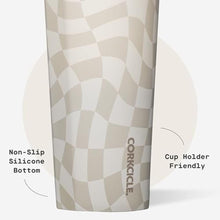Load image into Gallery viewer, Corkcicle Cold Cup - Triple Insulated Tumbler with Straw - 12 Hours Cold - Leak-Resistant Lid - Easy Grip - Non-Slip Bottom - Summer Drinkware Gift - Keeps Drinks Ice Cold - 24 oz - Wavy Checkerboard, WavyCheckerboard_5936
