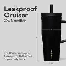 Load image into Gallery viewer, Corkcicle Cruiser - Insulated Tumbler with Handle - Keeps Drinks Cold 20 Hours - Spill-Proof Dual Lid - Triple-Insulated - Summer Drinkware Gift - Keeps Drinks Ice Cold - 22 oz - Matte Black_5973

