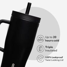 Load image into Gallery viewer, Corkcicle Cruiser - Insulated Tumbler with Handle - Keeps Drinks Cold 20 Hours - Spill-Proof Dual Lid - Triple-Insulated - Summer Drinkware Gift - Keeps Drinks Ice Cold - 22 oz - Matte Black_5974
