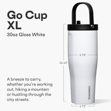 Load image into Gallery viewer, Corkcicle Go Cup XL - Leak-Proof Travel Tumbler - Triple Insulated Stainless Steel Water Bottle - Easy-Carry Handle - Summer Drinkware Gift - Keeps Drinks Ice Cold - 30 oz - Gloss White, GlossWhite_5519
