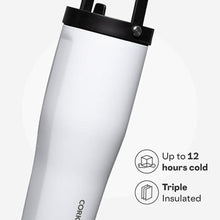 Load image into Gallery viewer, Corkcicle Go Cup XL - Leak-Proof Travel Tumbler - Triple Insulated Stainless Steel Water Bottle - Easy-Carry Handle - Summer Drinkware Gift - Keeps Drinks Ice Cold - 30 oz - Gloss White, GlossWhite_5520
