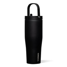 Load image into Gallery viewer, Corkcicle Go Cup XL - Leak-Proof Travel Tumbler - Triple Insulated Stainless Steel Water Bottle - Easy-Carry Handle - Summer Drinkware Gift - Keeps Drinks Ice Cold - 30 oz - Matte Black, MatteBlack_1
